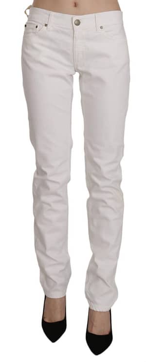 Dondup White Cotton Stretch Skinny Casual Denim Pants Jeans