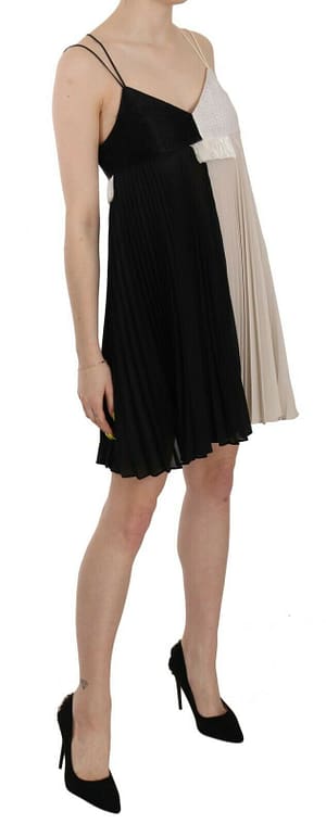 Black and White Mini Sleeve less A-line Princess Dress