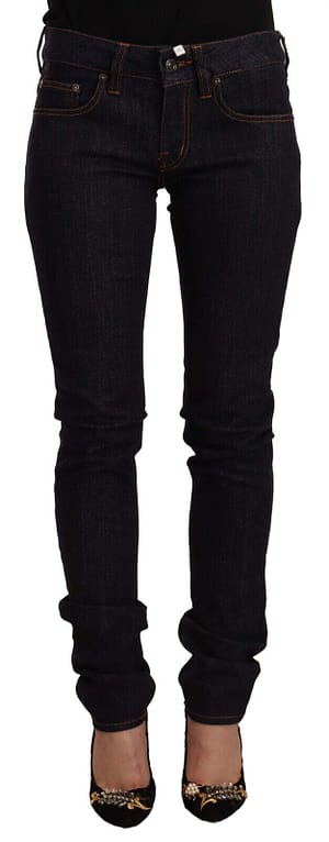 Gf ferre black mid waist cotton denim skinny jeans