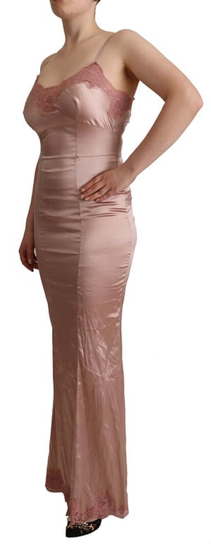 Pink Lace Long Bodycon Maxi Polyester Dress
