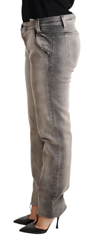 Gray Washed Low Waist Skinny Trouser Cotton Jeans