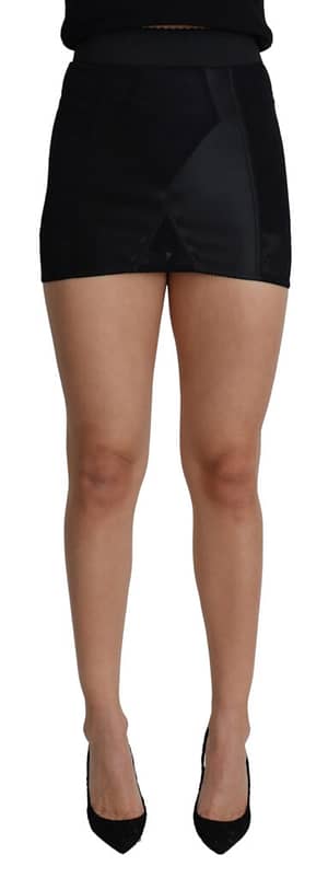 Dolce & Gabbana Black Mini Short Lace Stretch Skirt