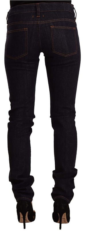 Black mid waist cotton denim skinny jeans