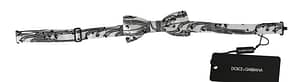 Dolce & Gabbana Men White Pattern Silk Adjustable Neck Papillon Bow Tie