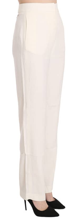 White High Waist Straight Cut Dress Trouser Pants