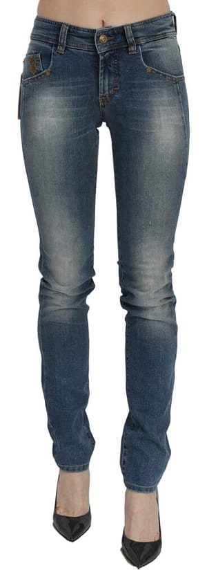 John Galliano Blue Washed Mid Waist Slim Fit Denim Trouser Cotton Jeans