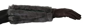 Dolce & Gabbana Brown Mid Arm Length Leather Fur Gloves