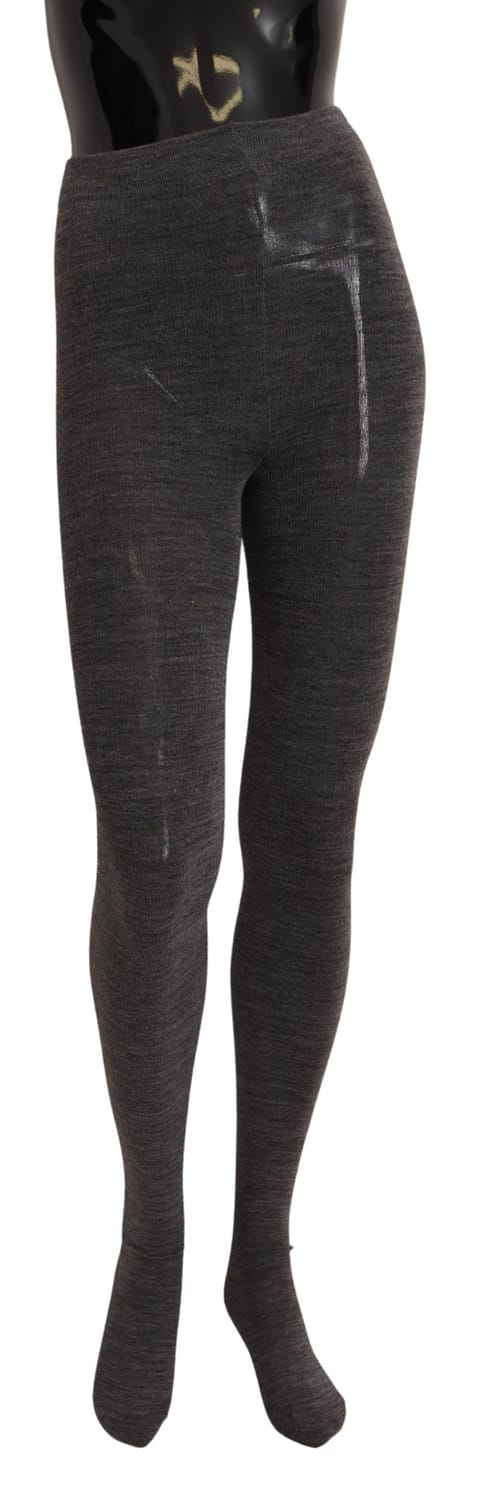 Dolce & gabbana gray wool stretch tights stocking accessory socks