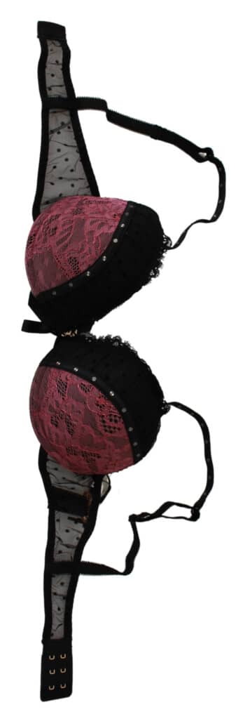 Black pink lace push up bra underwear