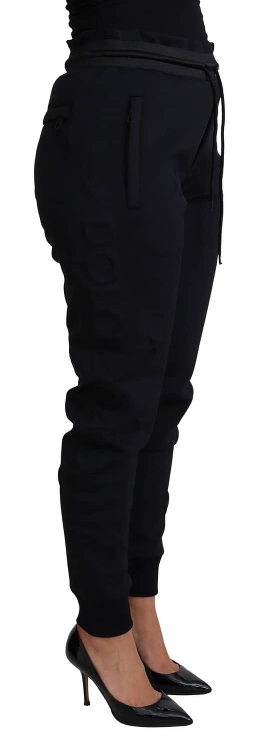 Black polyester neoprene jogger trouser pants