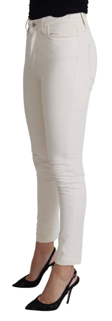 White cotton stretch skinny denim trouser jeans