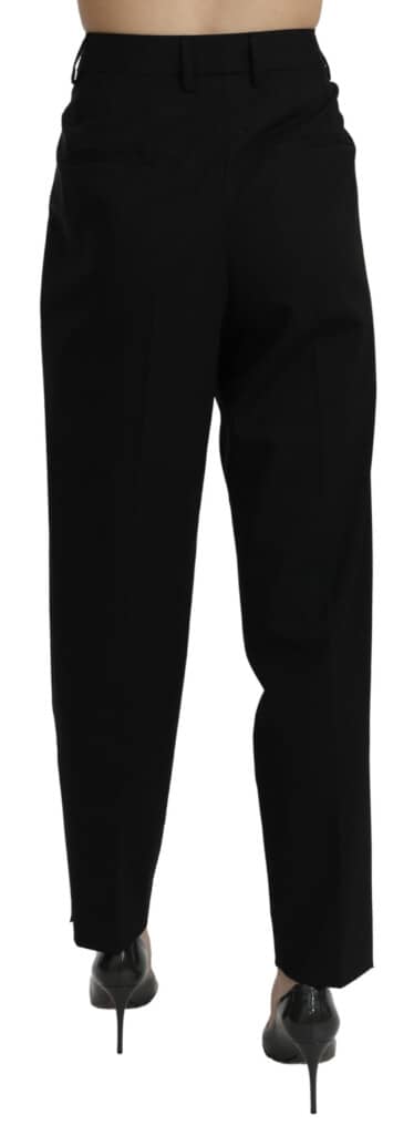 Black crystal high waist trouser cotton pants