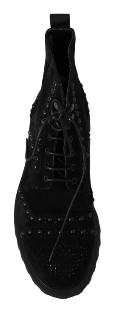 Black suede studded boots zipper shoes