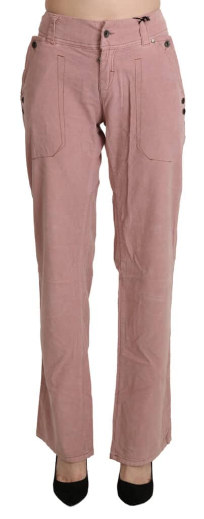 Ermanno scervino pink high waist straight cotton trouser pants