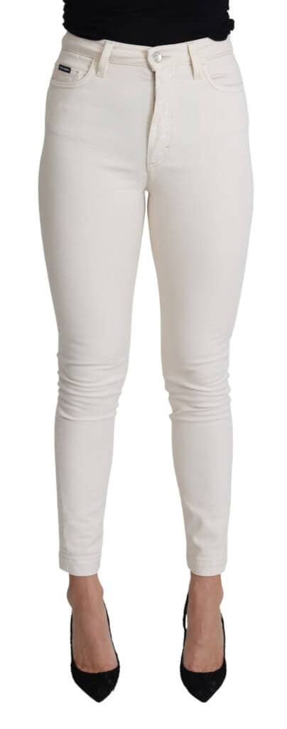 Dolce & gabbana white cotton stretch skinny denim trouser jeans