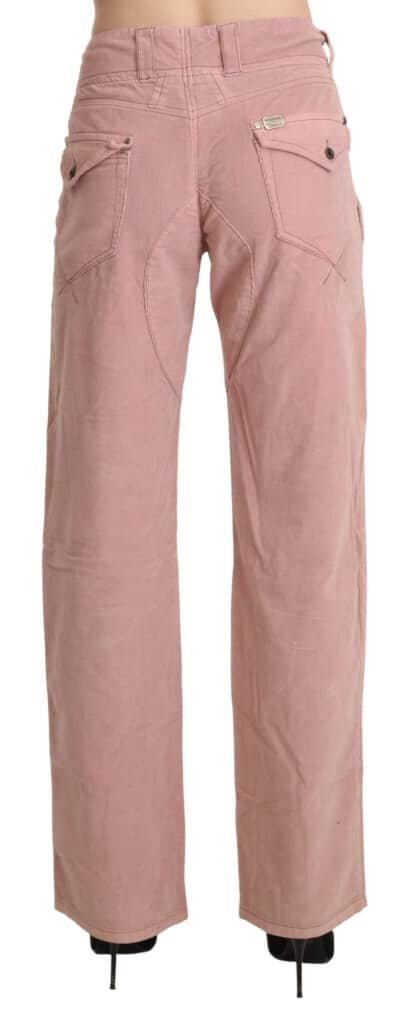 Pink high waist straight cotton trouser pants