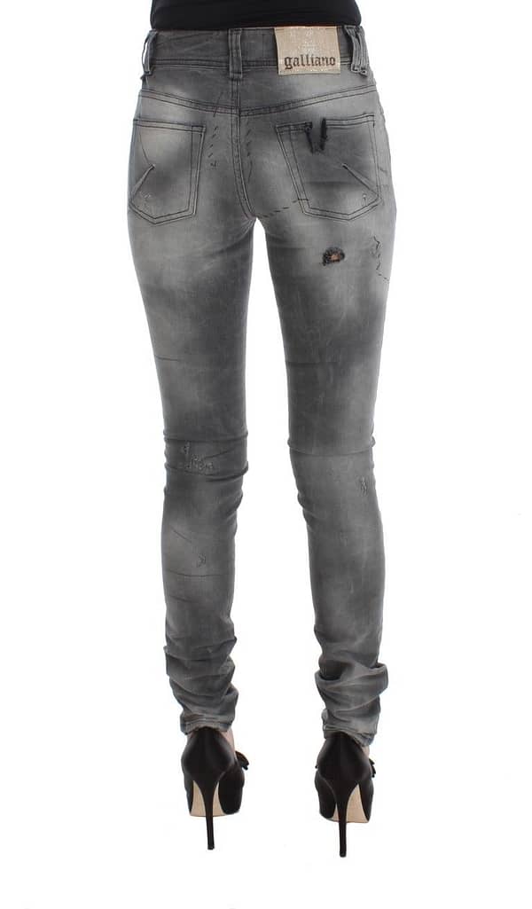 Gray wash cotton blend slim fit denim jeans pants