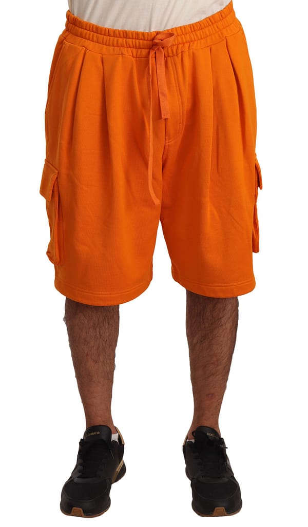 Dolce & gabbana orange cotton cargo logo plaque shorts