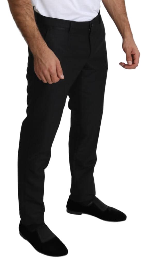 Black wool skinny formal trouser pants
