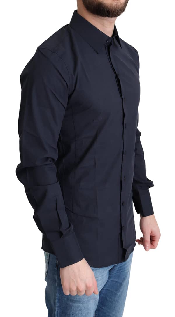 Dark blue cotton stretch sicilia shirt