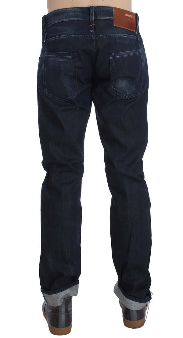Blue wash cotton regular straight fit jeans