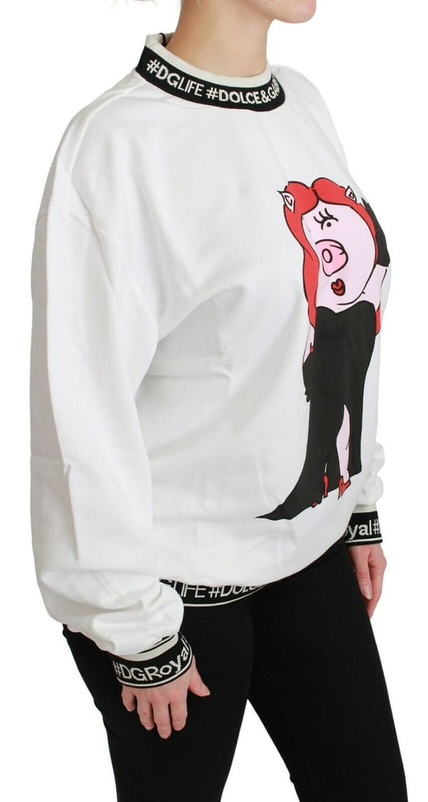 White pig of the year pullover sweater