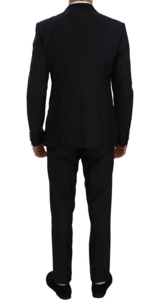 Blue silk wool slim fit 3 piece suit