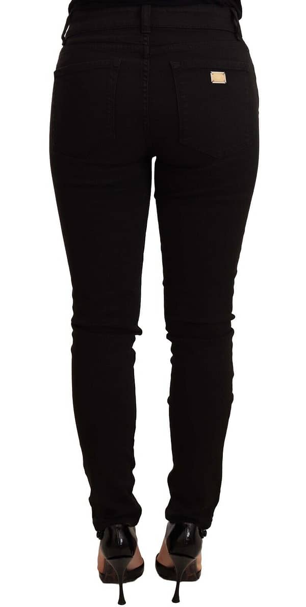 Black slim fit denim cotton stretch jeans
