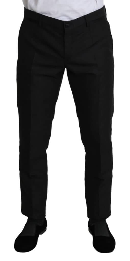 Dolce & gabbana black wool skinny formal trouser pants