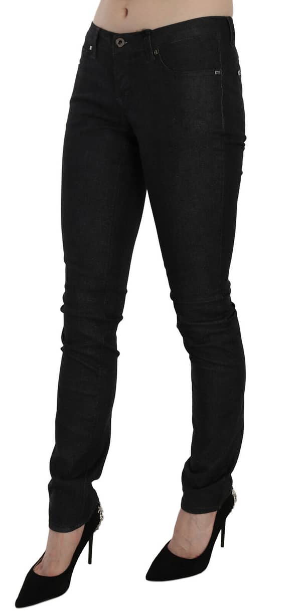 Black low waist skinny casual denim jeans