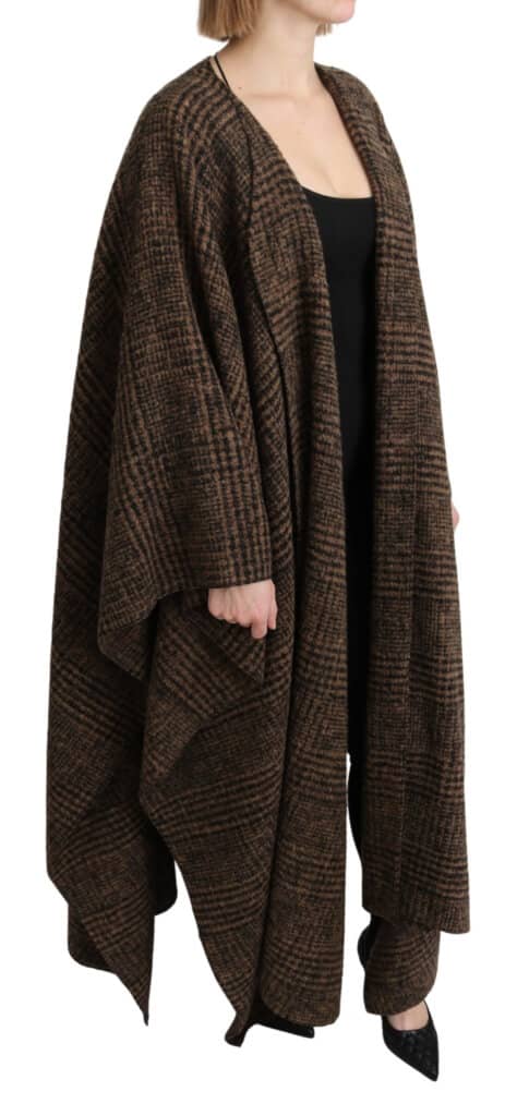 Brown cape blazer coat wool blend jacket