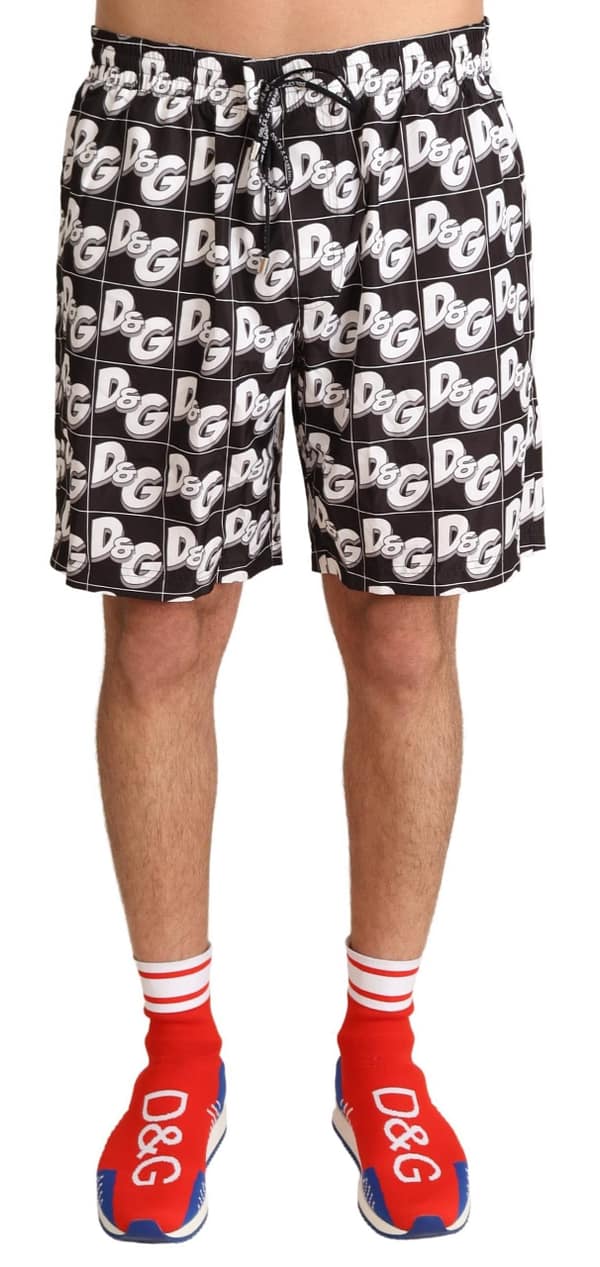 Dolce & gabbana black logo mens beachwear swimwear shorts