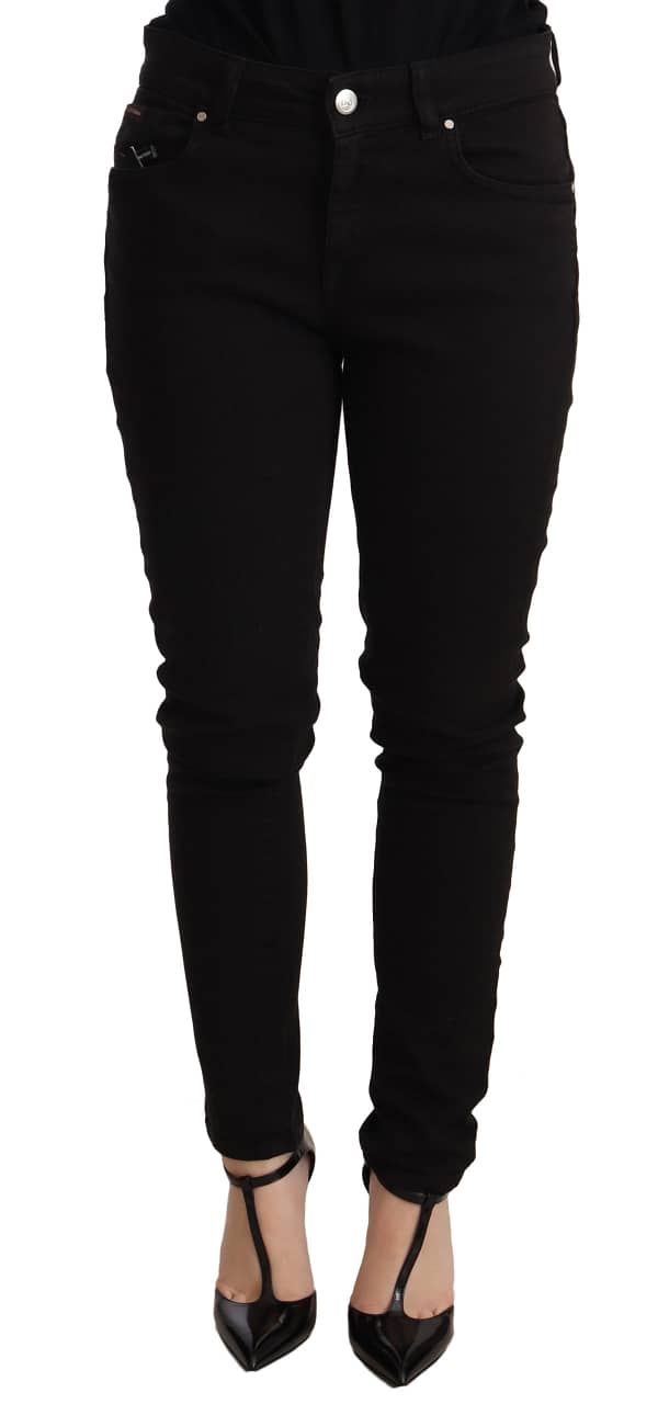 Black slim fit cotton stretch denim jeans