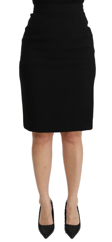 Dolce & gabbana black a-line high waist mini wool skirt