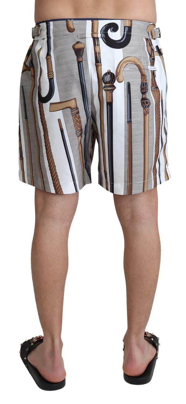 White walking stick beachwear shorts swimshorts