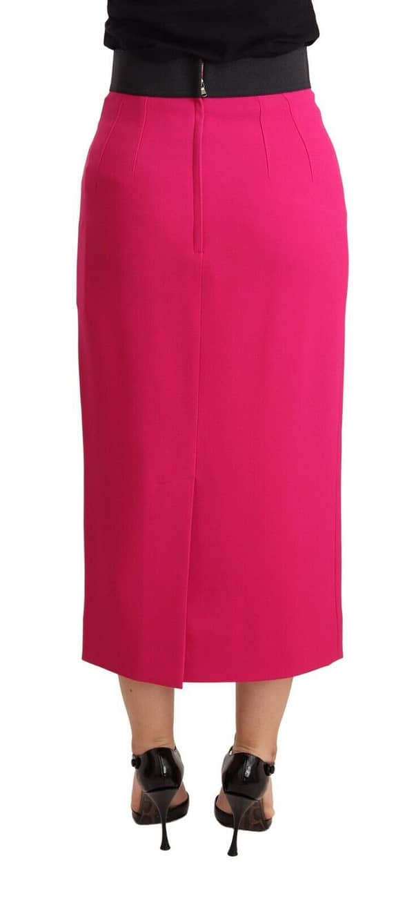 Pink high waist stretch pencil straight skirt