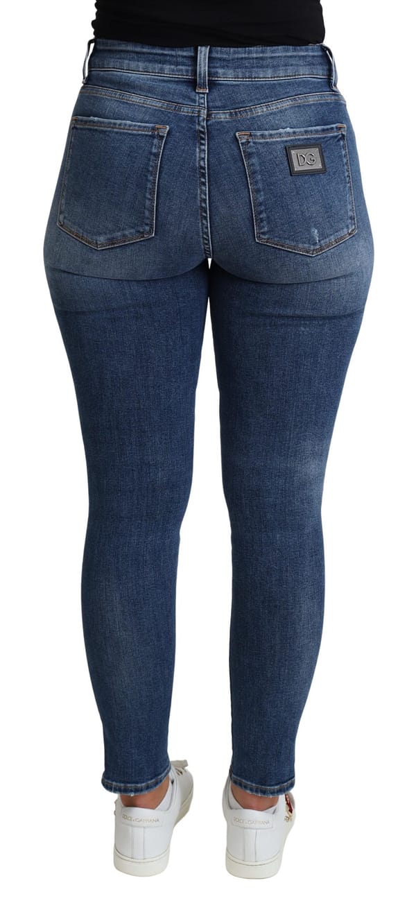 Blue high waist skinny trouser jeans
