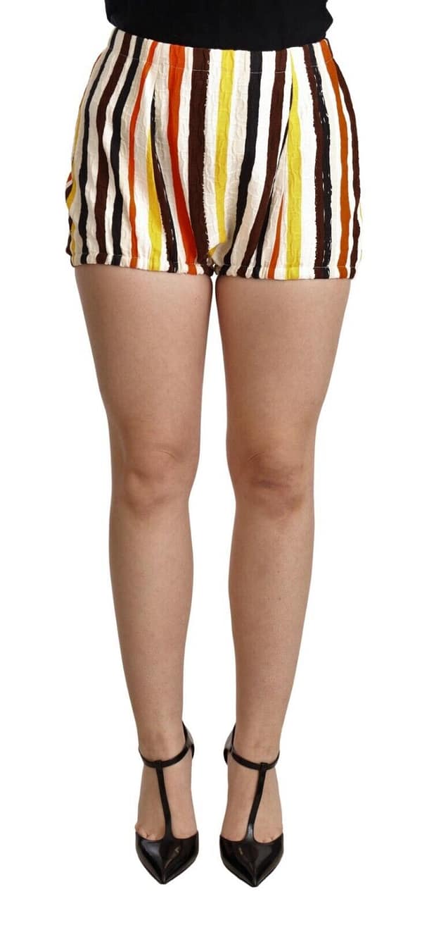 Dolce & gabbana multicolor striped cotton hot pants shorts