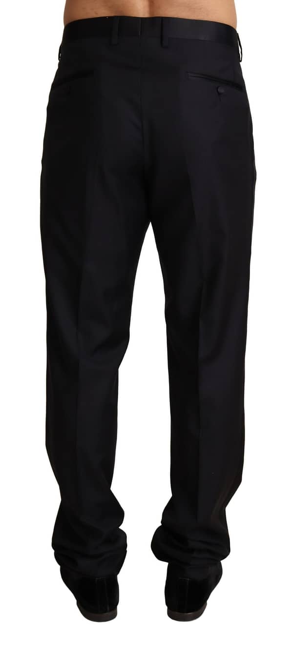 Black wool formal tuxedo trouser pants