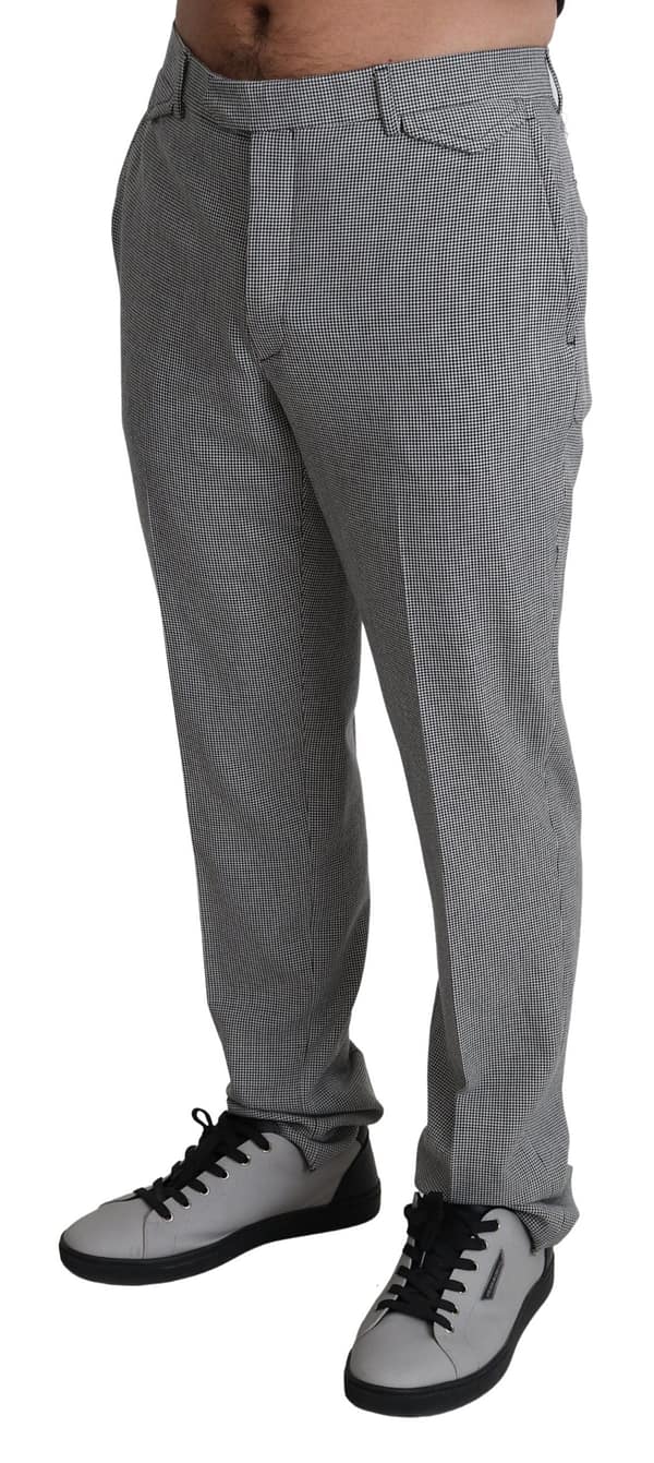 Gray wool checkered dress men formal trouser pants