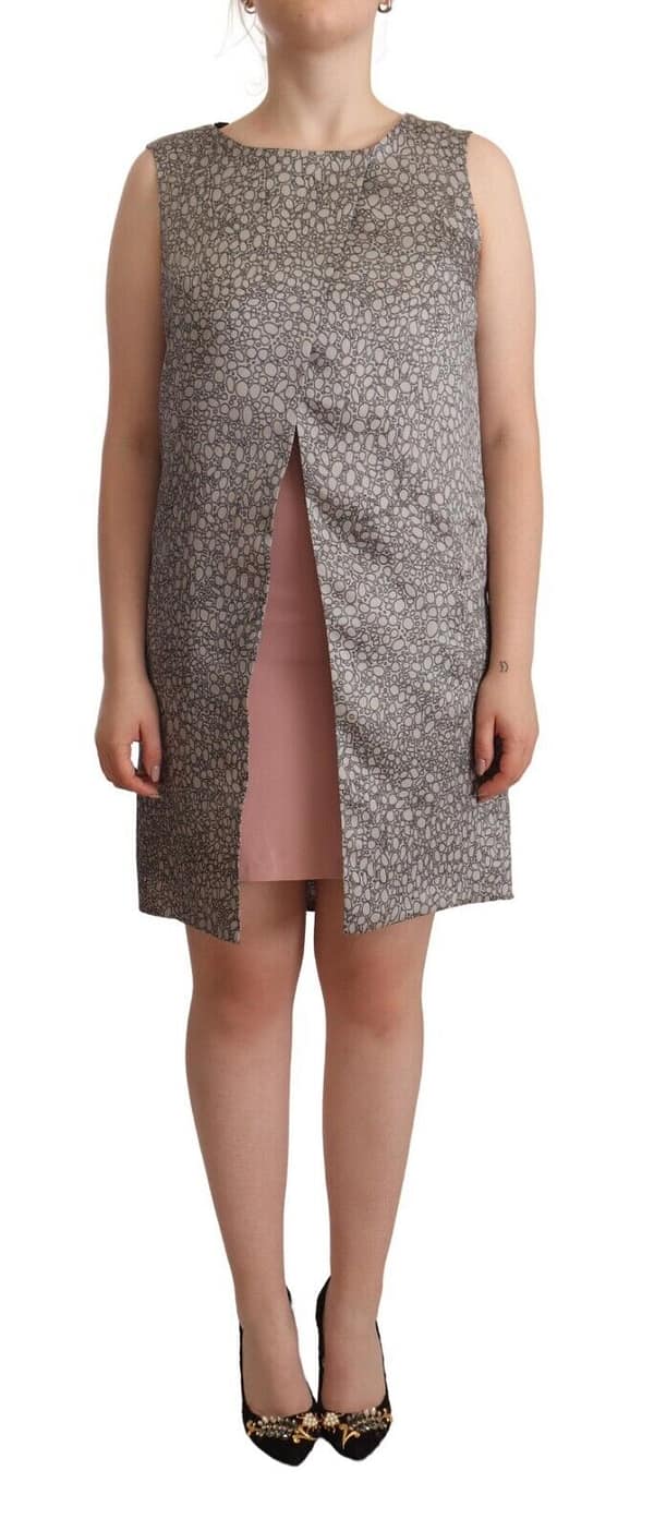 Comeforbreakfast gray sleeveless shift knee length dress