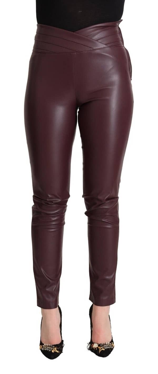 Patrizia pepe brown high waist leather skinny trouser pants