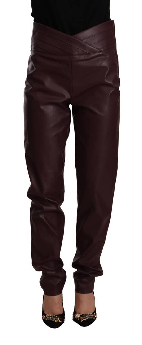 Patrizia pepe dark brown leather skinny high waist pants