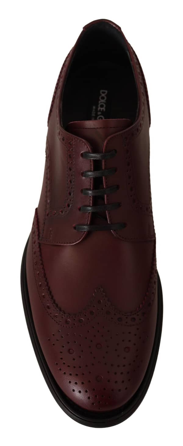 Bordeaux leather oxford wingtip formal shoes