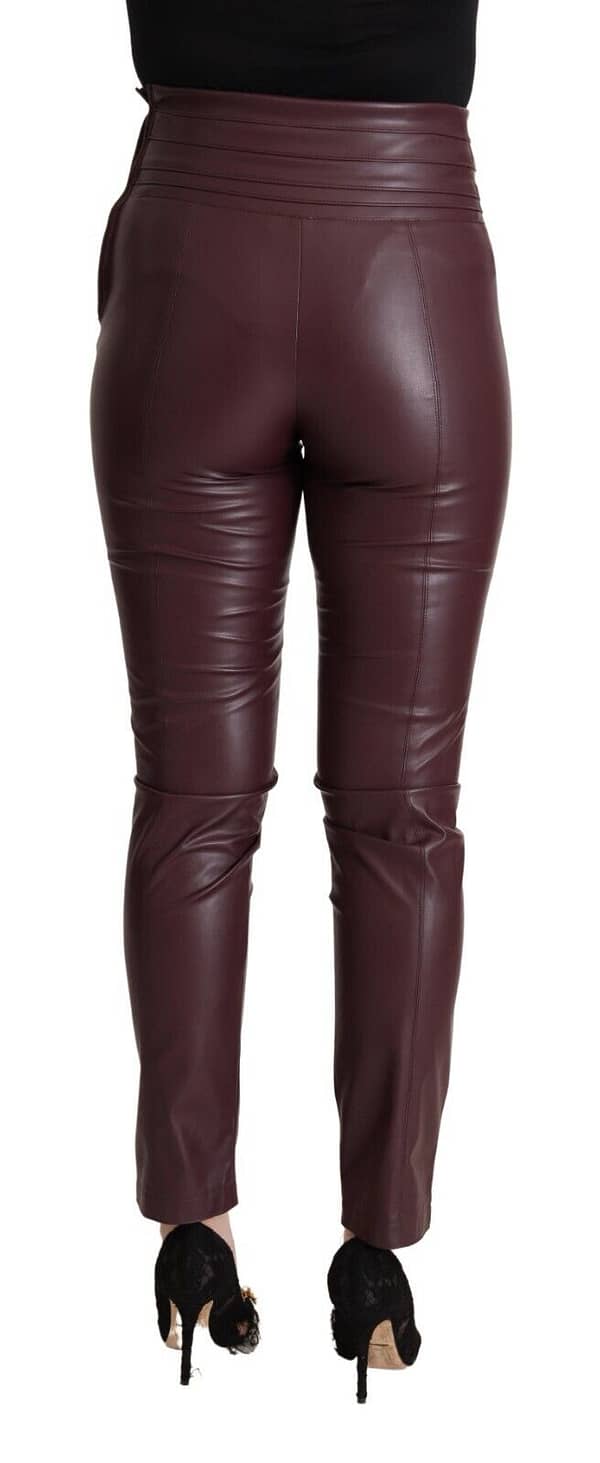 Brown high waist leather skinny trouser pants