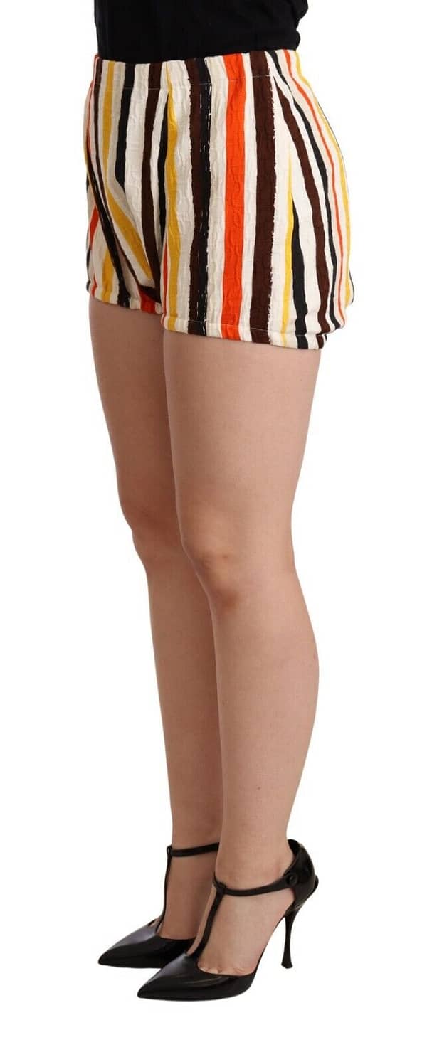 Multicolor striped cotton hot pants shorts