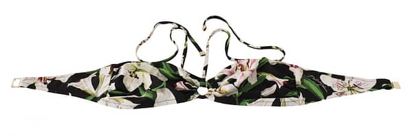 Bikini top black lilies print swimwear