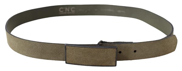 Green leather velvet buckle waist army belt