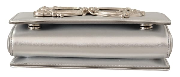 Silver leather dg phone small shoulder purse