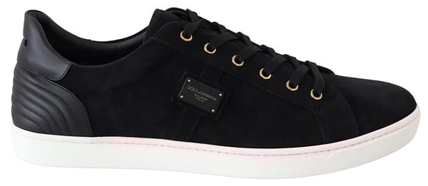 Dolce & gabbana black suede leather mens low tops sneakers
